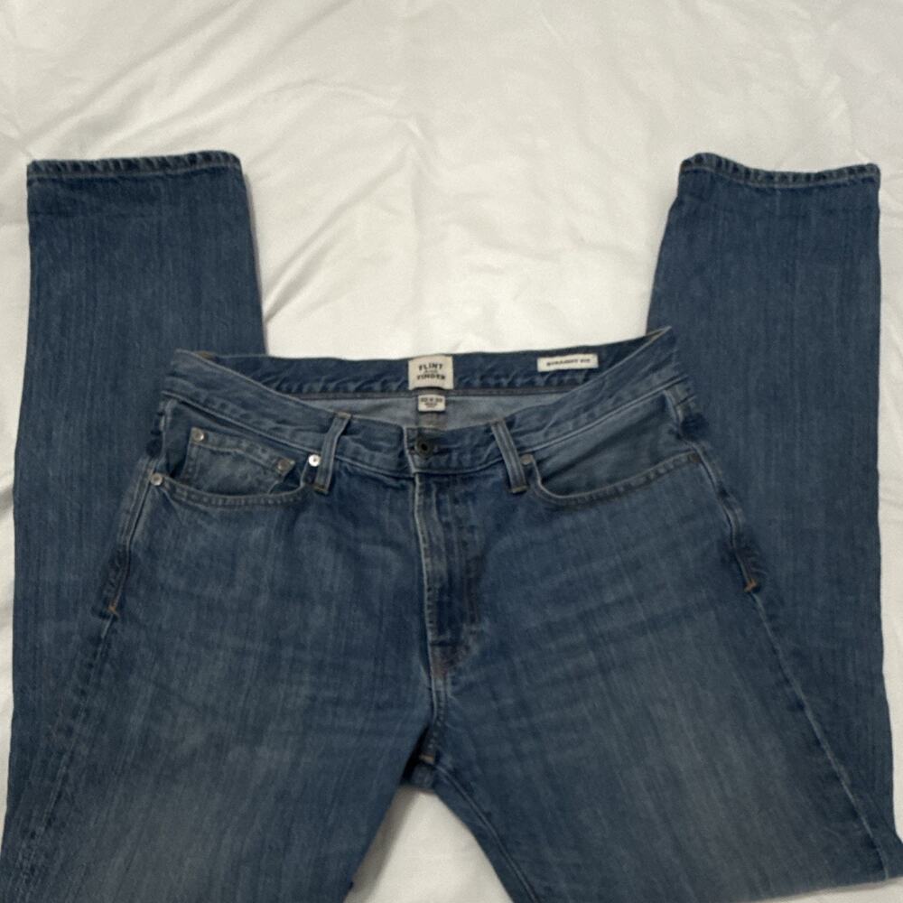 Flint and Tinder Straight Fit Jeans Mens 32x32 Blue Medium Wash Mid Rise Denim